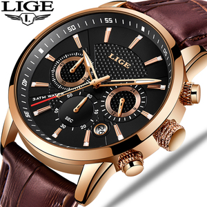 Montre à quartz LIGE LG9866, échantillon d'usine, montre pour homme, montre de mode, montre en cuir, chronographe étanche, montre de sport + boîte - Product Image 2