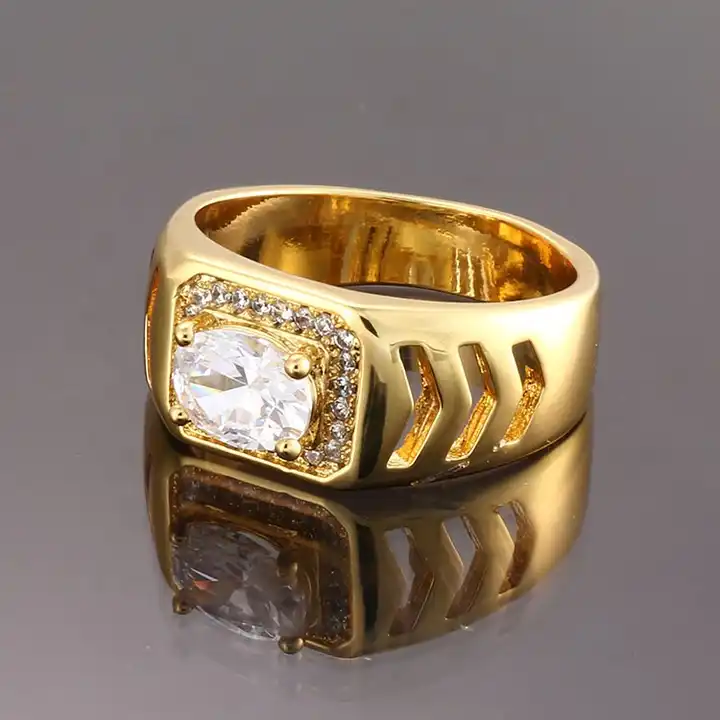 Real 10k Yellow Gold Diamond Mens Ring Cuban Link 0.78CT Natural Diamo – My  Elite Jeweler