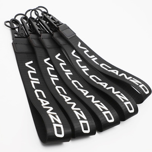 Tùy Chỉnh Sang Trọng 3D Gravure Lụa Màn Hình Logo Keychain Dây Buộc Da End Cổ Tay Keychain Chủ Ngắn Dây Buộc - Product Image 4