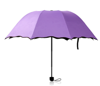 Parapluie pliable de styliste, à 3 couleurs changeantes, motif de fleurs, pluie, uv, pour femmes