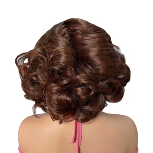 Pelucas de Cabello Humano Natural Vietnamita al por Mayor, Onduladas Cortas y Voluminosas, Pre-Plucked, Sin Pegamento, con Encaje Frontal Transparente - Product Image 1