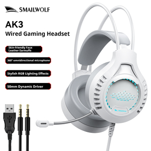 Casque de jeu stéréo Smailwolf AK3 avec micro, filaire 3,5 mm, léger, éclairage RGB, haut-parleur 50 mm pour PC, Mac, <span class=keywords><strong>PS4</strong></span>, Xbox, Switch, ordinateur portable - Product Image 6