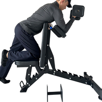 Banc de musculation réglable DINUO à 3 sections, appui-tête pliable, support de dossier à 8 positions, cadre en acier et fonte pour entraînement complet du corps