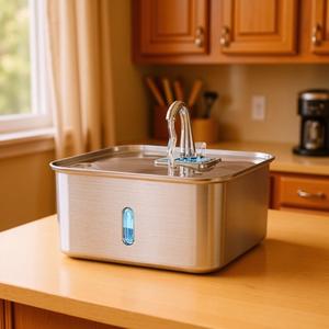 Fontaine à eau pour animaux de compagnie Jpet 7L en acier inoxydable avec filtre automatique, circulation d'eau, abreuvoir pour chien et chat avec fenêtre lumineuse - Product Image 2