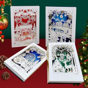 Christmas Theme Pop Up Card New Season Winter Merry Christmas Greeting Card Merry Christmas 3D Card Envelope
