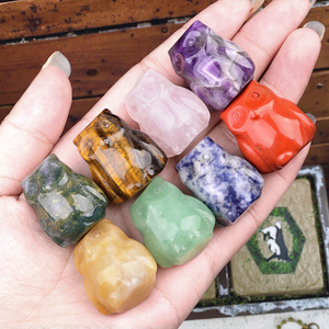 2021 Mini hibou ornement 1 pouce <span class=keywords><strong>améthyste</strong></span> oeil de tigre cristal <span class=keywords><strong>Agate</strong></span> sculpté petit Animal décoration de la maison autres artisanat en cristal - Product Image 1