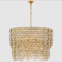 Luz de cristal Simple de estilo americano, Villa de lujo, lámpara de cobre completa, restaurante, dormitorio, candelabro de cascada grande personalizado
