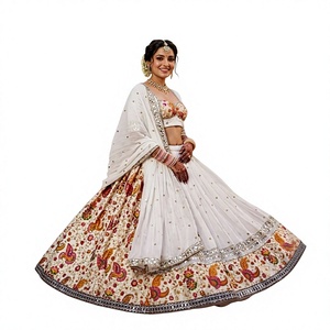 LAUNCHING IN <b>WHITE</b> COLOUR <b>LEHENGA</b> CHOLI WITH DUPTTA EMBOSSED WORK - Product Image 1