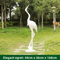 Sculpture d'égret en fibre de verre, entièrement faite à la main, ornements abstraits modernes et minimalistes pour centre commercial, jardin, aménagement paysager