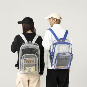 Promotion Custom logo Large Capacity Transparent PVC <b>Backpack</b> with Zipper Closure Student School Bag - Product Image 3