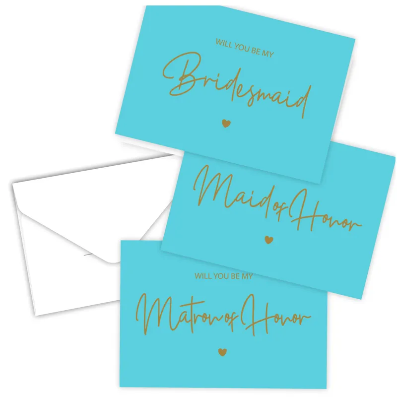 See blaue Farbe werden Sie meine Brautjungfer sein Karten-Set mit 10 Packungen Geschenke von Brautjungfer-Karten mit weißem Antrag-Umschlag