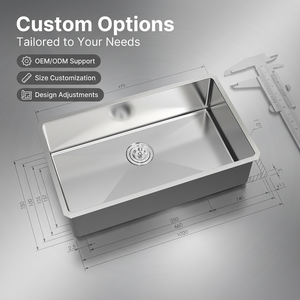 Fregadero de cocina bajo encimera hecho a mano de acero inoxidable SUS304 de calibre 18 con certificación CUPC, 740 mm, cuenco único, con revestimiento silencioso y anticongelante, se acepta OEM - Product Image 4