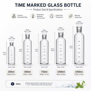 Botella de Agua de Vidrio Personalizada con Impresión y Color Personalizados, para Oficina, Viajes, Motivacional, con Marcador de Tiempo, a Prueba de Fugas, con Tapa de Rosca Reutilizable - Product Image 3