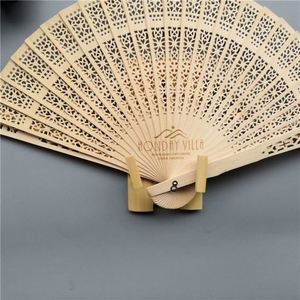 Abanico de Madera con Logotipo Grabado en Bambú, Recuerdo de Boda, Regalo Promocional, Souvenir de Madera - Product Image 5