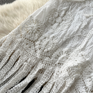 Set in Stile Bohémien Retrò per le Vacanze, Cardigan <span class=keywords><strong>con</strong></span> Ricami Elaborati e <span class=keywords><strong>Gonna</strong></span> <span class=keywords><strong>con</strong></span> <span class=keywords><strong>Frange</strong></span> Decorative - Product Image 5