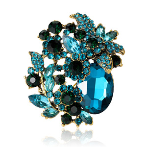Broches Grandes de Cristal Europeu-Americano em Alta Venda, Elegantes e de Alto Padrão, Broche de Flor em Liga de Zinco com Strass de Vidro para Mulheres - Product Image 5