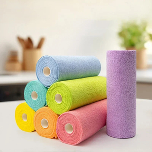 Lingettes de nettoyage réutilisables en microfibre en gros, 1 rouleau de 20 feuilles, chiffon de cuisine domestique pour sols, voitures, vaisselle, serviette en papier - Product Image 2