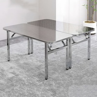 Tables de Repas Modernes Pliantes et Gain de Place, en Acier Inoxydable, avec Plateau en Époxy Anti-Corrosion, Multi-Usages pour Restaurants et Hôtels