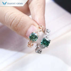 Tianyu <b>Vintage</b> Carved Green Moissanite Silver <b>Ring</b> Rose <b>Gold</b> and Silver Luxury Bridal and Engagement Jewelry - Product Image 3