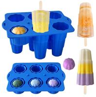 Moule en silicone pliable en forme de nuage à 6 cavités J-289, sans BPA, pour la fabrication de glaces, sorbets et glaçons, avec bâtonnets en bois