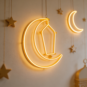 Lumière murale LED Ramadan, design lune et étoile, avec éclat chaud pour l'Aïd et la décoration de la maison islamique - Product Image 2