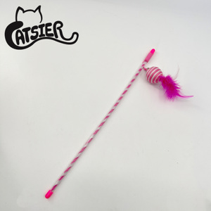 Fabricación al por mayor bola colorida gato varita gato <span class=keywords><strong>Teaser</strong></span> con pluma gato juguete - Product Image 6