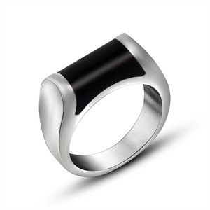 Stainless Steel Epoxy <b>Ring</b> <b>Silver</b> Geometric Design For <b>Men</b> And Women Jewelry Gift - Product Image 5