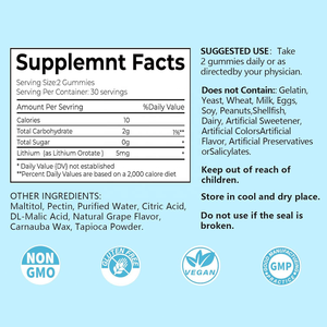 Suplemento de Orotato de Litio con Sabor a Uva OEM, Gomitas de Orotato de Litio de 5 mg para el Apoyo del Estado de Ánimo y la Gestión del Estrés - Product Image 2