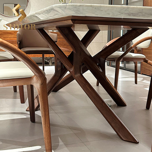 Ensemble <span class=keywords><strong>de</strong></span> table et <span class=keywords><strong>chaises</strong></span> <span class=keywords><strong>de</strong></span> salle à manger scandinave en bois massif (frêne, chêne, noyer) et marbre, pour 4, 6, <span class=keywords><strong>8</strong></span> ou 10 personnes - Product Image 2