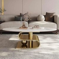 Table basse de salon de luxe en acier inoxydable Table gigogne en pierre pour canapé pour la maison meubles d'hôtel