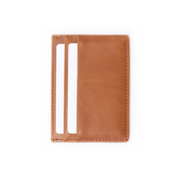 Dompet Kartu Kulit Asli Pria Warna Cokelat, Desain Minimalis, Dompet Kartu Kulit Sapi Modis untuk Pria