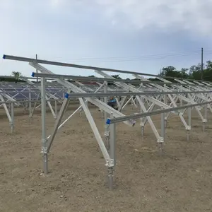 Panel solar pv Universal, estructura de sistema de montaje en tierra de aluminio con base de tornillo de tierra