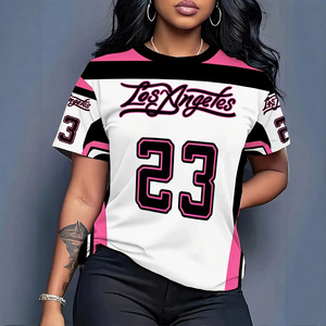 Nouveau <span class=keywords><strong>T</strong></span>-<span class=keywords><strong>shirt</strong></span> à manches courtes pour femmes, style rétro <span class=keywords><strong>américain</strong></span>, imprimé numérique, coupe ajustée, mode européenne et américaine - Product Image 1