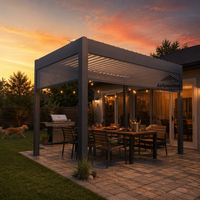 Pergola bioclimatique motorisée en aluminium avec toit rétractable à lames orientables, imperméable, résistante au vent, écologique, durable et autoportante