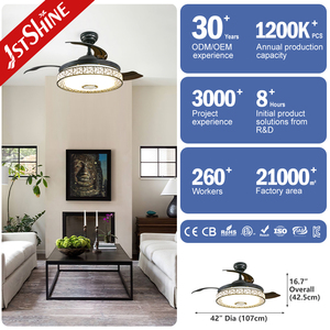 1stshine LED quạt trần xu hướng sản phẩm 3 lưỡi nhựa 42 inch âm nhạc đa chức năng Hidden Blades quạt trần ánh sáng - Product Image 3