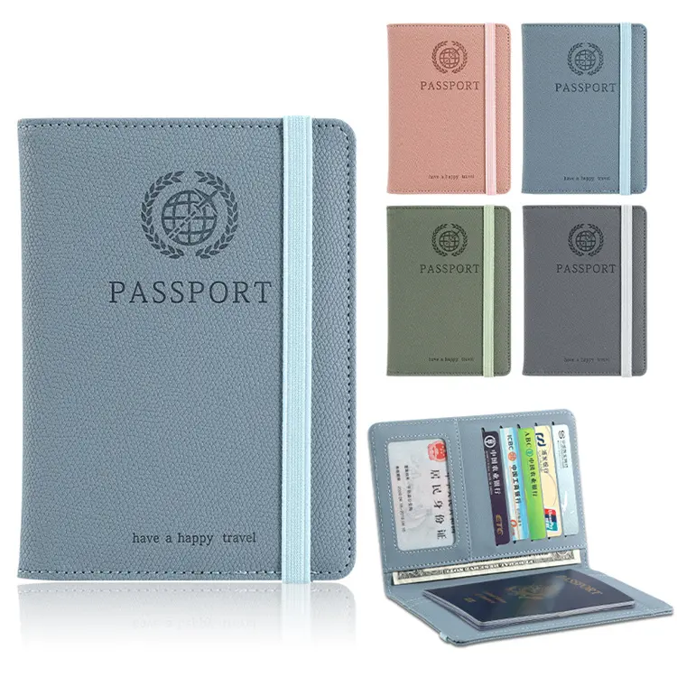 Sıcak satış Pu deri pasaport kapağı Rfid çok fonksiyonlu seyahat belge cüzdanı pasaport tutucu