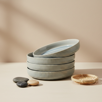 Ensemble de 4 bols à pâtes en porcelaine américains de 9 pouces, compatibles micro-ondes (42 oz), design moderne pour salades, soupes et occasions spéciales