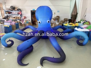 Ballon géant gonflable pieuvre bleue méduse en tissu Oxford avec lumières LED, résistant au vent et durable pour décorations de clubs, scènes et parcs marins - Product Image 2