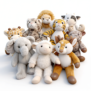 Peluche di Leone, Tigre, Elefante, Alce da 23CM, Regalo Zoo, Giocattoli di Animali Imbottiti, Peluche di Elefante - Product Image 5