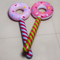 Jouets gonflables en PVC épais pour enfants de la marque Skywin, en forme de beignet et de sucette, 33 pouces, thème bonbons, accessoires de fête d'anniversaire pour piscine, pliables, faciles à ranger