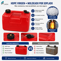 Réservoir de Carburant Marin en PEHD 12L 24L avec Indicateur de Niveau, Tuyau en Option, Double Connecteur pour Bateau Hors-Bord