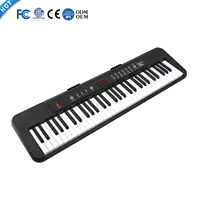 Full Size Red Beginner 61-Key Electronic Keyboard Piano with Built-In Speaker and Portable Design