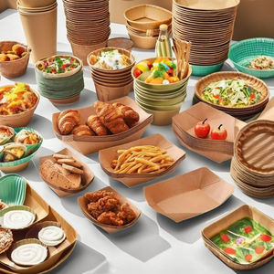 Barquette jetable en papier kraft de forme rectangulaire pour frites, boîtes à collation, saladiers, café/biscuits, plats à emporter - Product Image 1