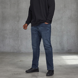 Jeans de Pierna Recta de Corte Regular para Hombre, Mezclilla de Peso Medio, Color Sólido, Estilo Casual, Ropa de Otoño - Product Image 3
