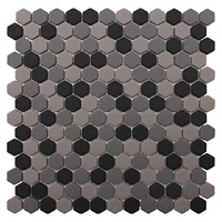 Mosaïque hexagonale en verre artistique émail irisé couleur unie pour sol et mur de salle de bain