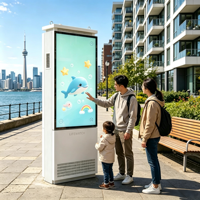 32 49 55 65 75 inç IP66 3000nit Su Geçirmez Çift Taraflı Ultra İnce Ayaklı Dış Mekan LCD Dijital Tabela Kiosk Totem
