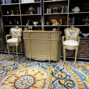 Barra de madera maciza francesa y combinación de silla de <span class=keywords><strong>Bar</strong></span> Palacio europeo color champán barra neoclásica - Product Image 3