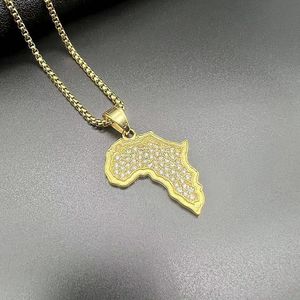 Hip-hop Acero inoxidable África Mapa Colgante Mapa de África Colgante África Mapa Colgante Collar - Product Image 2