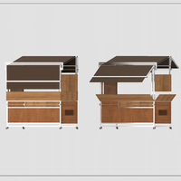 Kiosque alimentaire mobile de style vintage avec cadre en aluminium et contreplaqué de bouleau, remorque alimentaire avec roues