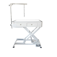 Table de toilettage pour chien électrique réglable Shernbao FT-879 avec lumière LED et 4 tiroirs, station de toilettage professionnelle pour animaux de compagnie